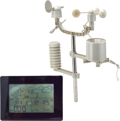 Regenmeter Thermometer Weerstation Met Regenmeter En Windsnelheidsmeting - Binnen Buiten Zwart-wit Scherm