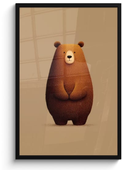 Poster in lijst - Fotolijst 60x90 cm - Posters - Beer - Minimalistisch - Bruin - Posterlijst zwart - Decoratie - Wanddecoratie woonkamer - Muurdecoratie slaapkamer