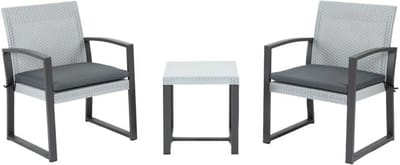 Balkonset 2 personen - Tuinset - Bistroset - Zwart - 3 delig - Met kussens - Tuintafel en 2 stoelen - 3 personen - Gecoat staal - Onderhoudsvrij staal