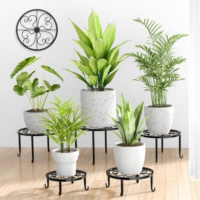 Ibenzoa® Set van 5 metalen plantenhouders voor binnen en buiten met verschillende hoogtes