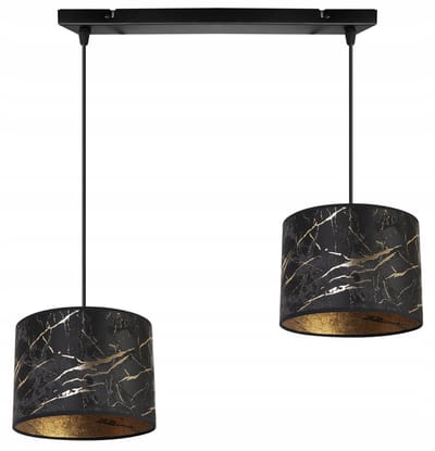 Light-Home Werona – Hanglamp – Zwart Metaal – Zwarte Kap met Goud – Hoogte Verstelbaar