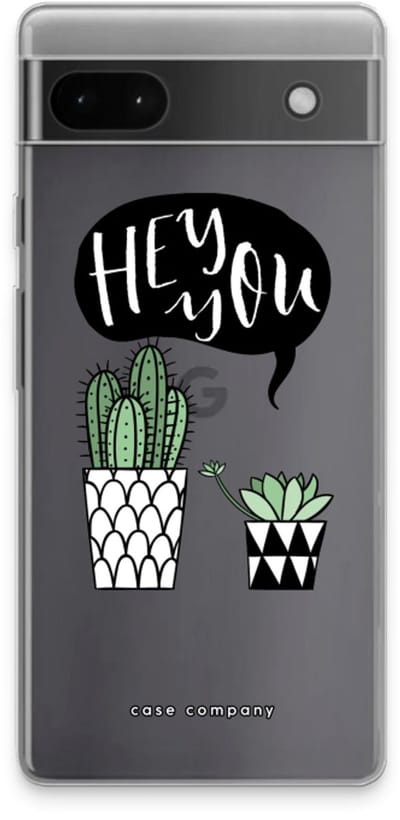 Case Company® - Hoesje geschikt voor Google Pixel 6a hoesje - Hey you cactus - Soft Cover Telefoonhoesje - Bescherming aan alle Kanten en Schermrand