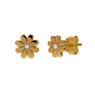 Lucardi Kinder Zilveren goldplated oorring kinderen bloem - Oorbellen - 925 Zilver - Goudkleurig