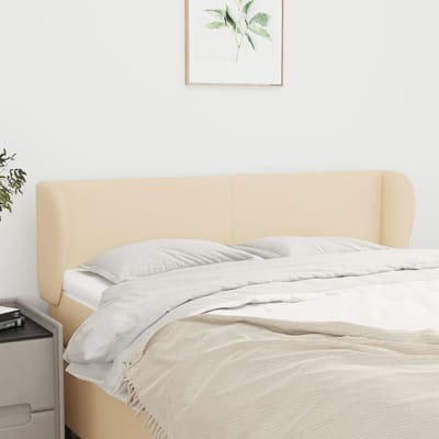 vidaXL - Hoofdbord - met - randen - 147x23x78/88 - cm - stof - crèmekleurig