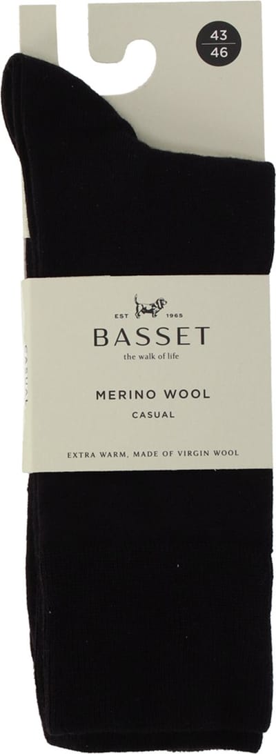 Basset Casual - Merino Wol Sokken - Warme Sokken - Maat 35/38 - Antraciet