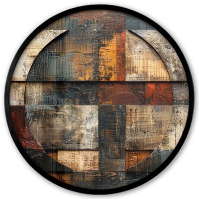 Poster in lijst Rond - Fotolijst 40x40 cm - Posters - Kunst - Bruin - Abstract - Hout motief - Ronde posterlijst zwart - Decoratie - Wanddecoratie woonkamer - Muurdecoratie slaapkamer