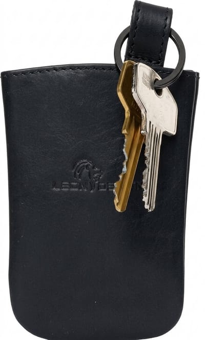 LeonDesign - Sleuteletui klokmodel - Zwart vintage leer - Dames & heren sleutelhouder - Met handige drukknop - Luxe sleutelhoesje