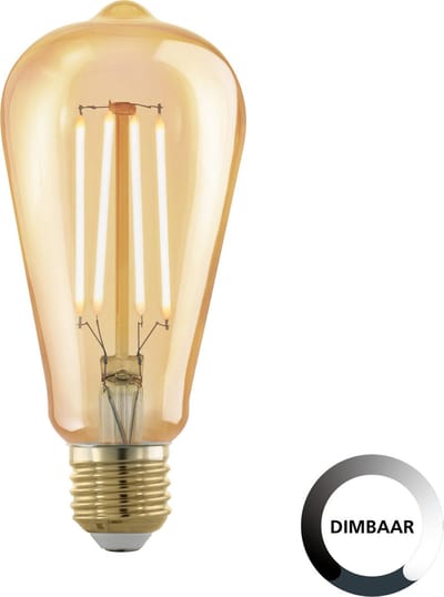 Eglo Ledfilamentlamp Edison 3 - Amber - D6,4cm - Warm Wit - E27 - 4w