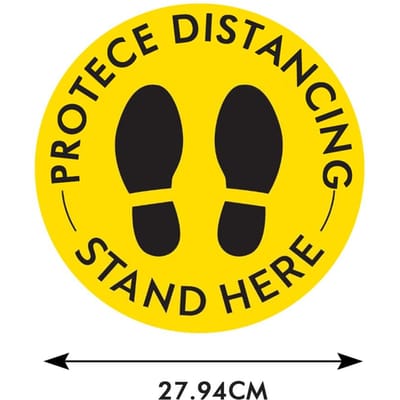 Autocollants de sol de distanciation sociale Autocollant de sol de distanciation antidérapant Marqueur de maintien de la distance de 6 pieds jaune