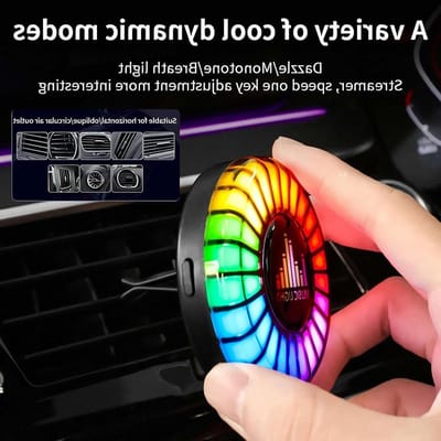 Autoluchtverfrisser - Auto Accessoire - Auto Verfrissen - Met Ritme Verlichting - 6 cm Diameter - Zwart