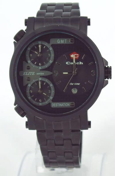 Catch® Elite series multifunctie herenhorloge met datumaanduiding voor wereldreizigers met zowel GMT tijd als destination tijd art. 90523330