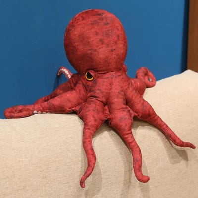3D Realistisch Octopus Knuffeldier Zacht Rode Octopus Pluche Speelgoed Schattig Oceaan Wezen Pluche Kussen Knuffelspeelgoed Verjaardagscadeau 40cm red