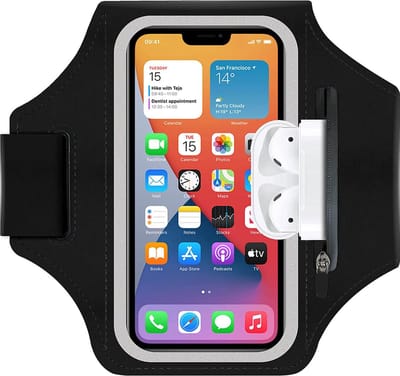 Sportarmband Hoes Geschikt voor Samsung A15/ A16/ S24 FE/ S25 FE/ S26 Plus/ S26 Ultra – Hardloop Telefoonhouder – Ruimte voor Pasjes, AirPods Case & Sleutel – 4,7 t/m 6,9 Inch – Zwart