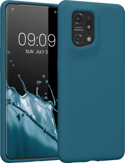 kwmobile telefoonhoesje geschikt voor Oppo Find X5 (5G) - Hoesje met siliconen coating - Smartphone case in mat petrol