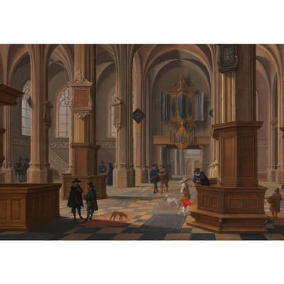 Strass ronde ronde Diamond schilderij interieur van St. Cunerakerk Cross Stitch patroon borduurwerk 20X30CM black