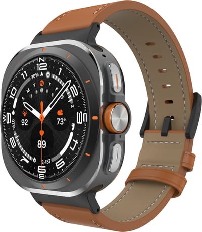 Cazy horlogebandje geschikt voor Samsung Galaxy Watch Bandje (Timeless Leather) - Smartwatchbandjes - Universeel bandje geschikt voor Samsung Galaxy Watch Ultra (2024 / 2025) - Bruin
