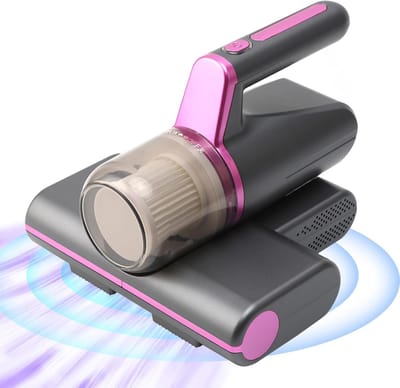 UV-licht matrastoftzuiger, draagbare bed- en bankstofzuiger, stofsensor, anti-mijt, draadloos oplaadbaar, grijs-violet