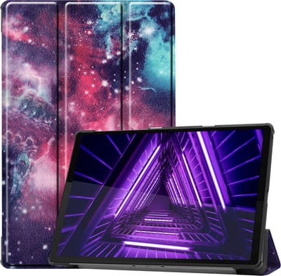 Hoes - Geschikt voor Lenovo Tab M10 FHD Plus (2e / 2nd Generatie) - Dun & Stevig - Trifold Bookcase - Hard Cover - Hardcover Book Case - Tablet Hoesje - Galaxy
