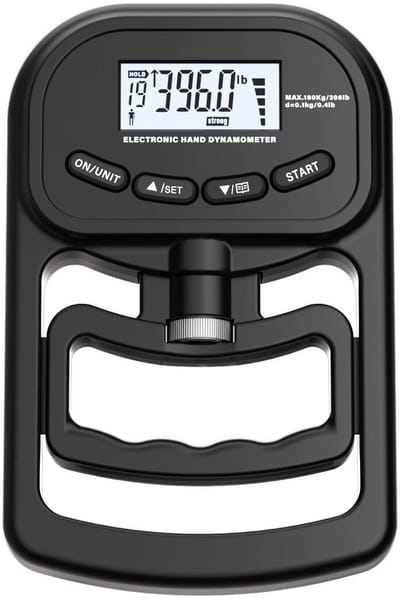 longziming -Elektronische Handkrachtmeter 180 kg – Oplaadbare Digitale Dynamometer met Verstelbare Handgreep | Inclusief 50-60 lb Siliconen Griptrainer voor Fitness, Revalidatie en Krachtmeting