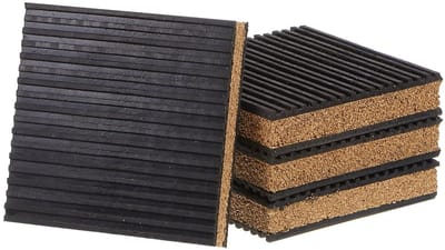 LIVIA HOME- Anti-vibratie Pads 4 Stuks - EVA Schuimrubberen Isolatierubberen - Antislip/Geluidsreductie - Voor Wasmachine/Droger - 10,2 cm x 10,2 cm x 2,2 cm - Duurzaam/Kurk en Rubber - Schokabsorberende Pads