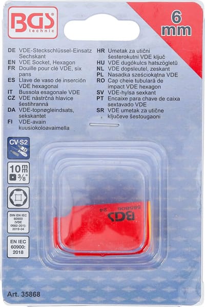 BGS VDE dopsleutel, zeskant - 3/8 - 6 mm