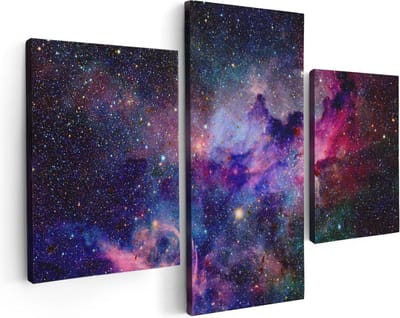 Artaza Canvas Schilderij Drieluik Sterrenstelsel in de Ruimte  - 90x60 - Foto Op Canvas - Canvas Print