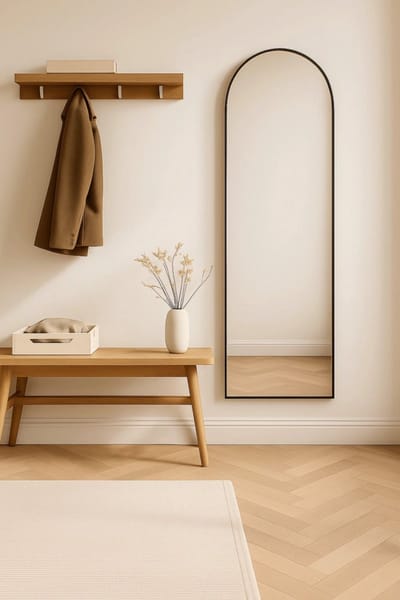 Nordic Style® Boogspiegel 150x45cm - Zwart - Scandinavische Spiegels - Halfrond - Pas spiegel - Staande spiegel - Kleedkamer spiegel - Pas - Boog - Half Rond Ronde - Woonkamer - Wand - Muurspiegel - Muur