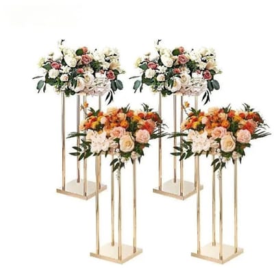 Stervia Bloemenstandaard - 4 stuks - Bruiloften - Feesten - Plantenstandaard - Bloemen Accessoires - Metaal Goud - 42 x 22 x15 cm
