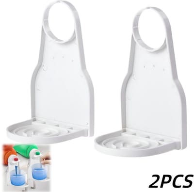 2 stuks-Wasmiddelbekerhouder - Druppelvanger voor wasmiddel - Wasmiddelaccessoire - Geschikt voor flessen met een tuitdiameter kleiner dan 4,3 cm - Wit - 8*8,8*15 cm