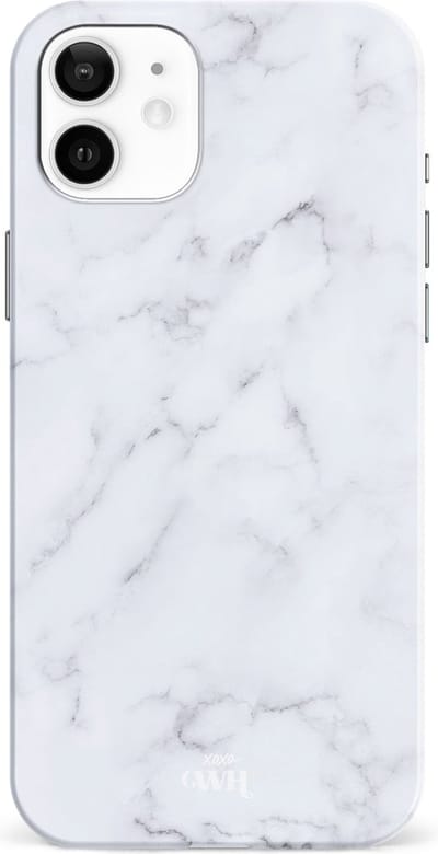 xoxo Wildhearts Marble White Lies - Single Layer - Hoesje geschikt voor iPhone 12 hoesje - Marmer hoesje - Shockproof case - Beschermhoesje geschikt voor iPhone 12 case - Wit