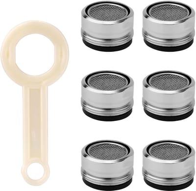 Dailygoods- Kraanbeluchter 6 Stuks - Waterbesparende Kraankop - Hoge Doorstroming - 24 mm - Koper/Roestvrij Staal - Inclusief Sleutel - Waterbesparende Kraan