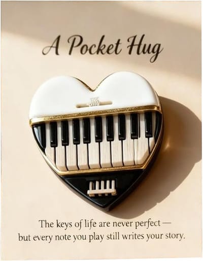 Muziekknuffel - Muziek aandenken - Muziek inspireren - Handgemaakt ontwerp - 6 x 5.58 cm - Piano