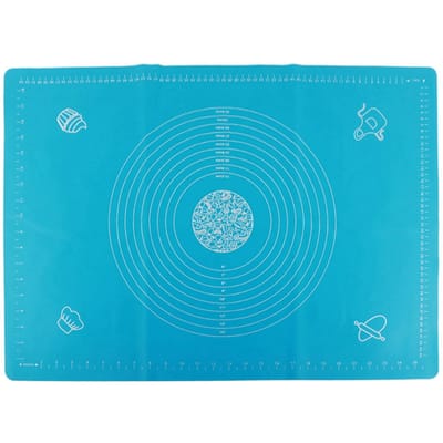 Tapis de pétrissage antiadhésif en silicone avec échelles, accessoires de cuisine et de pâtisserie(Bleu 50x70cm / 19.7x27.6in bleu