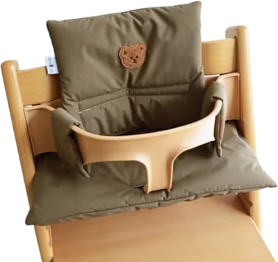 Stoelverkleiner beer bruin - kussenset beer koffie bruin - stoelverkleiner voor stokke tripp trapp - kinderstoel verkleiner - stoel kussen
