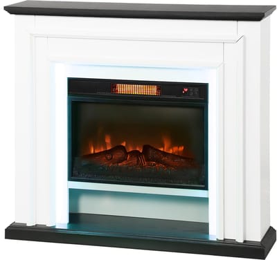 Elektrische Sfeerhaard met Schouw 1800W - Zwarte Elektrische Haard - Realistisch 3D Vlameffect - RGB LED Verlichting - Timer - 105x27x97 cm