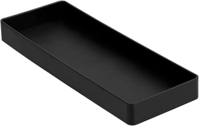 Famanu - Halve organizer bak zwart, kunststof bakje voor accessoires en lade organisatie, compact formaat voor kast en plank