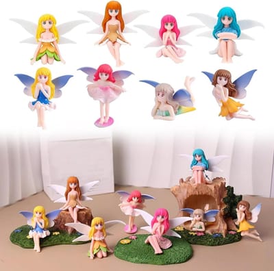 8 Stuks Kleine Fee Figuren Tuin Decoratie Set - Miniatuur Feeën voor Tuin, Cake en Cadeaus