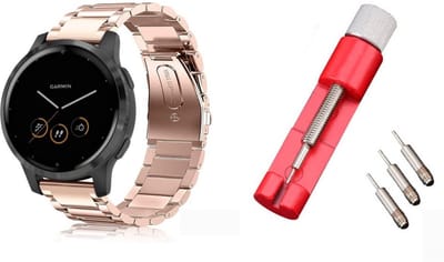 Strap-it Stalen Band (Roze Goud) + Toolkit - Geschikt voor Garmin Venu 2S 40mm - RVS Stalen Band - Stalen Schakelband - Luxe & verstelbare metalen band