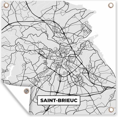 Tuin poster Frankrijk – Plattegrond – Kaart – Saint-Brieuc – Stadskaart - 200x200 cm - Tuindoek