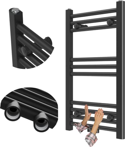 Granitan Badkamerradiator Raven - 70x40cm - Zwart - Ladderverwarming - Handdoekradiator