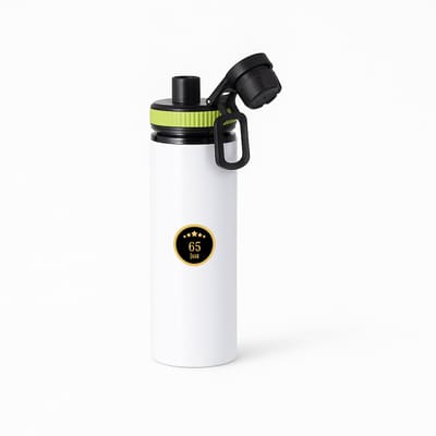 Hacebo® - 65 jaar waterfles met draaidop groen - iemand die 65 jaar is geworden of 65 jaar lang een relatie hebben of getrouwd zijn - verjaardagscadeau - verjaardag - cadeau - kado - geschenk - gift - relatie - water fles - 850ML