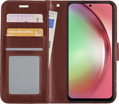 Hoesje - Met Pasjeshouder - Geschikt voor Samsung Galaxy A54 - Luxe Bookcase Portemonee - Flip Case - Kunstleer Book Case - Flipcase - Book Cover - Walletcase - Portemonneehoes - Bruin