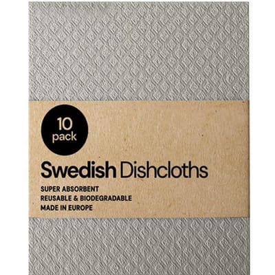 10Pc Vaatdoek Magische Reinigingsdoek Keuken Absorberende Vod Handdoek Cellulose Zweedse Vaatdoek Houtpulp Spons Herbruikbare Vaatdoek 10pcs grijs
