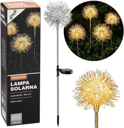 Zonne-tuinlamp paardenbloem, in de grond te steken LED-tuinornament, warm wit 68 cm