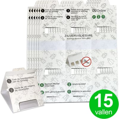 Zilvervisjesval - 15 Stuks - Zilvervisjes Bestrijden - Tegen Kruipende Insecten - Lokdoos - Effectieve Bestrijding - Geurloos