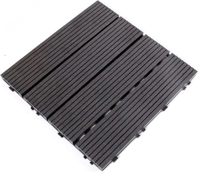 Terrastegels Houtlook - Vlondertegels Balkon - Buitenruimte Verfraaien - Snelle Waterafvoer - 30x30 cm - Zwart