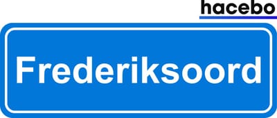 Hacebo - Plaatsnaam Sticker - 29x10 CM - Frederiksoord sticker - Verkeersborden sticker - grappige cadeaus - Frederiksoord