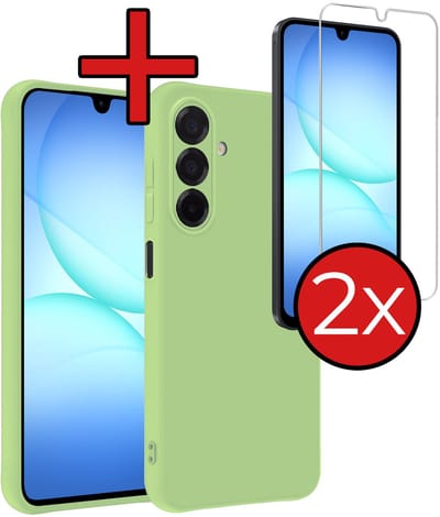Hoesje - Met 2x Screenprotector - Geschikt voor Samsung Galaxy A17 - Sterk & Shockproof - Telefoon Hoes - Back Cover - Siliconen Case - Telefoonhoes - Groen