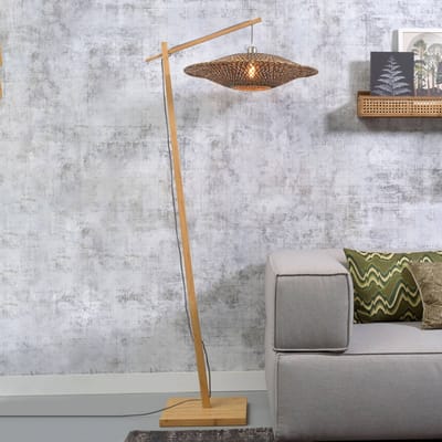 GOOD&MOJO Vloerlamp Bali - Bamboe/Zwart - 80x60x176cm - Scandinavisch,Bohemian - Staande lampen voor Woonkamer - Slaapkamer