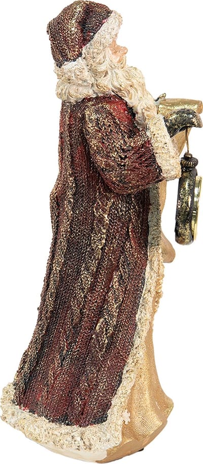 Clayre & Eef Beeld Kerstman 17x17x31 cm Goudkleurig Rood Kunststof Kerstdecoratie beeld decoratie Decoratieve Accessoires
